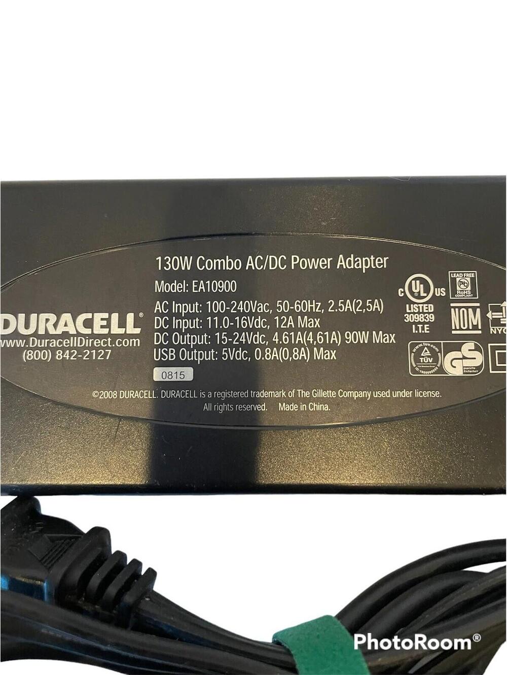 Duracell EA10900 130W Combo AC/DC Power Adapter for laptop